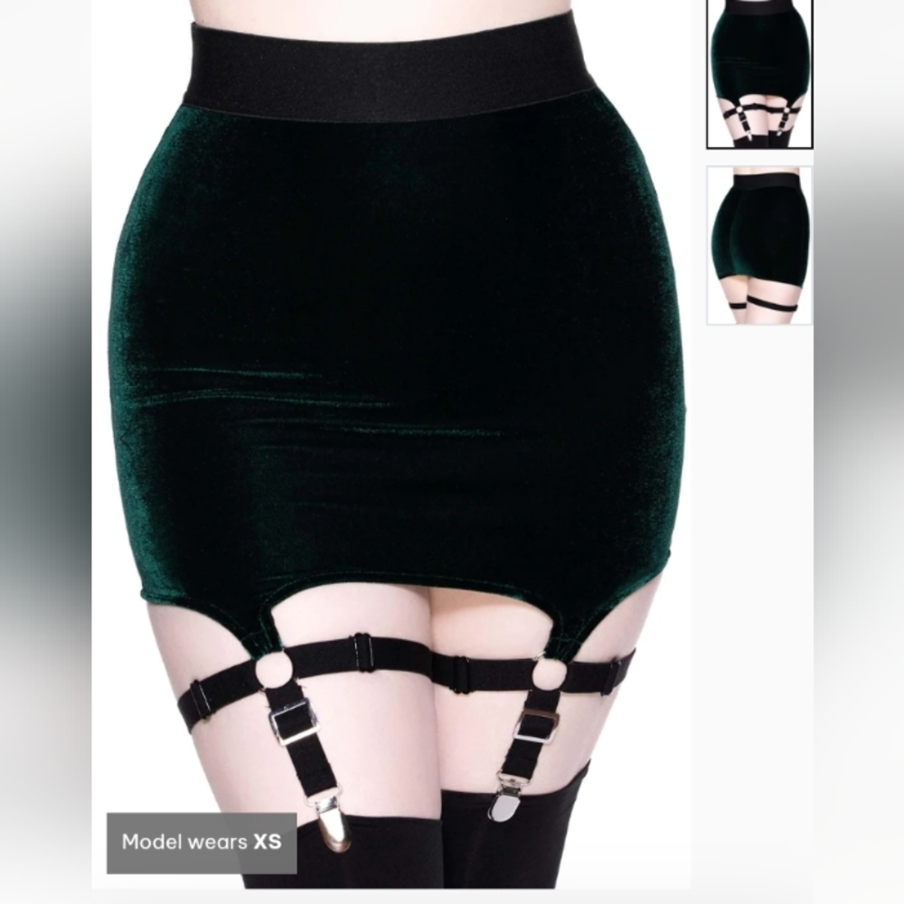 Killstar Emerald Velvet Skirt